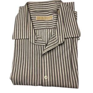 Michael Kors Long Sleeve Button Up Striped Shirt Mens Size 17-34/35